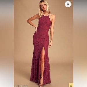Lulus Splendor Of Love Wine Red Lace Maxi Dress